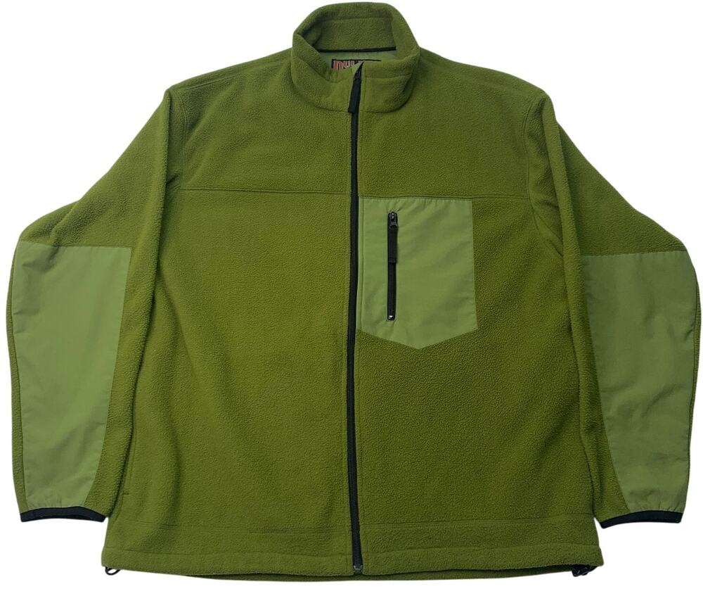 Duluth Trading Co. Mens Large Full Zip Fleece Jacket Bright Green Pockets